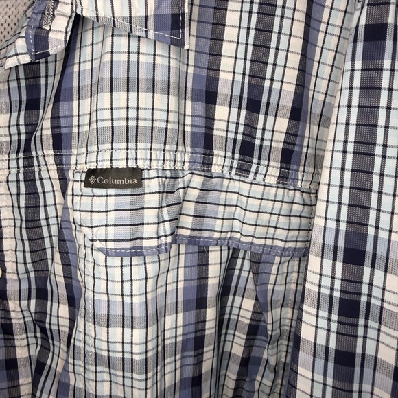 Columbia 6xl Men's Blue and white Plaid vented Shirt - Picture 3 of 6